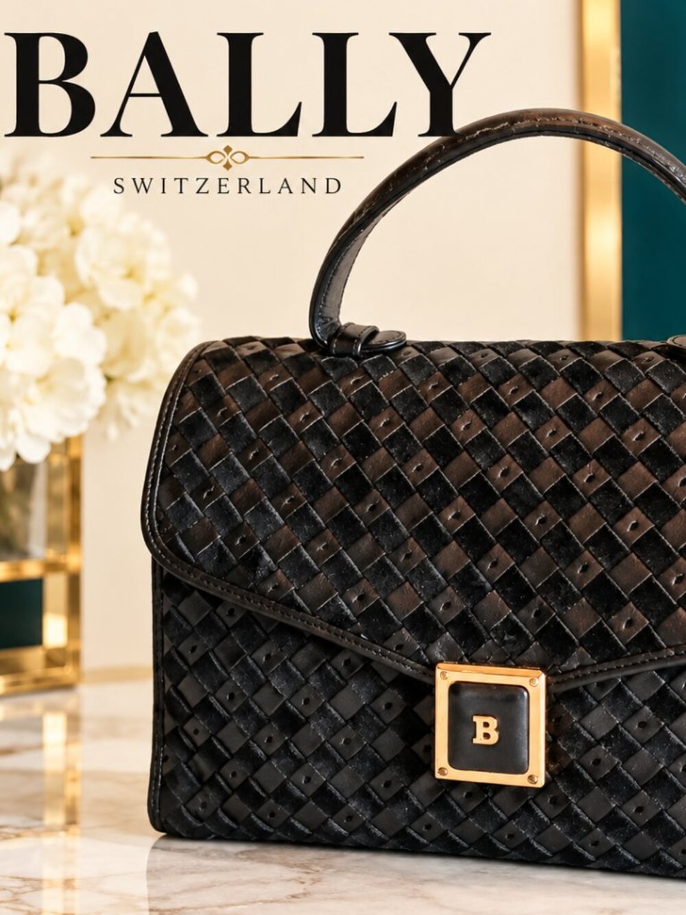 BALLY WOVEN LEATHER & SUEDE HANDBAG